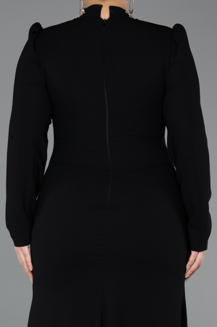 Long Black Plus Size Hijab Dress ABU5395