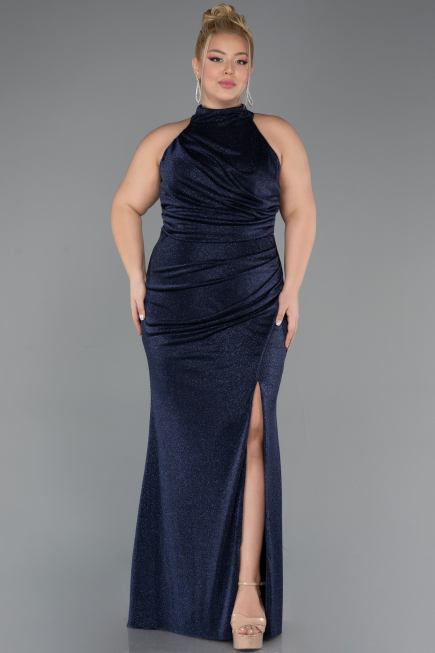 Long Navy Blue Large Size Dress ABU5427