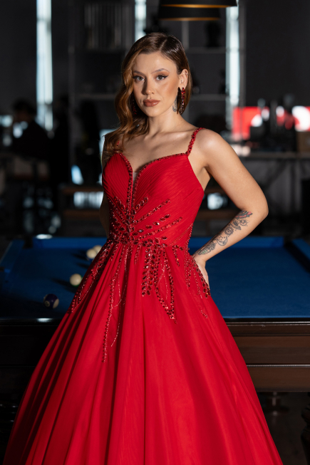 Long Red Chiffon Designer Evening Dress ABU5465