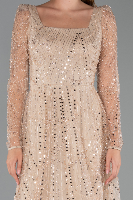 Midi Gold Beaded Cocktail Dress ABK2469