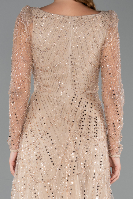 Midi Gold Beaded Cocktail Dress ABK2469