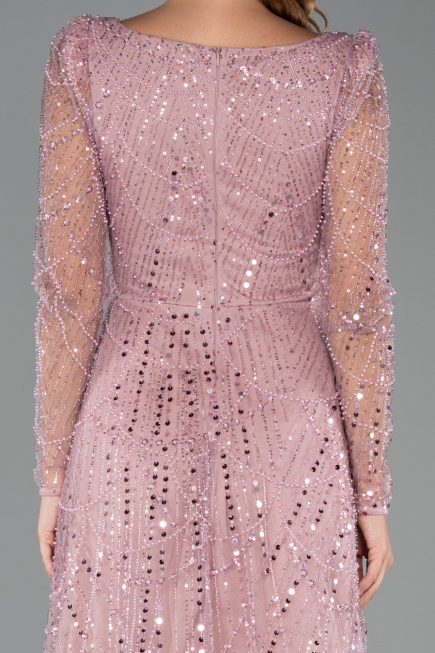 Midi Powder Color Beaded Cocktail Dress ABK2469