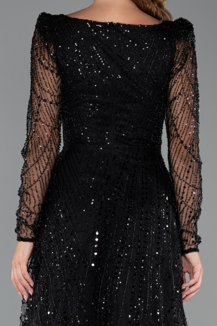 Midi Black Beaded Cocktail Dress ABK2469