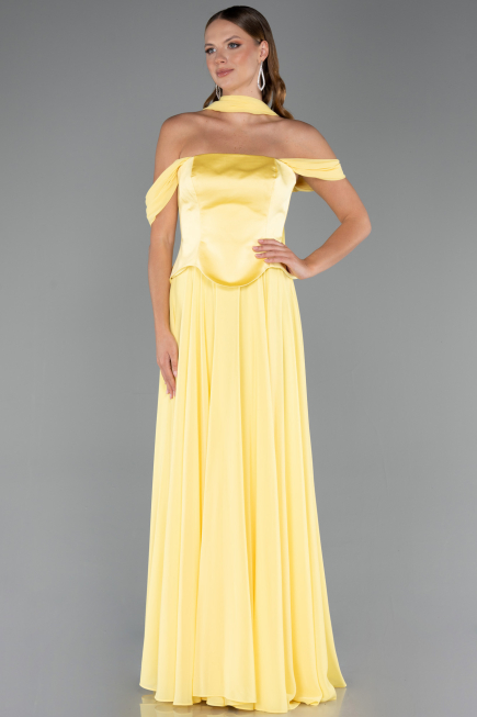 Yellow Long Chiffon Evening Dress ABU5327