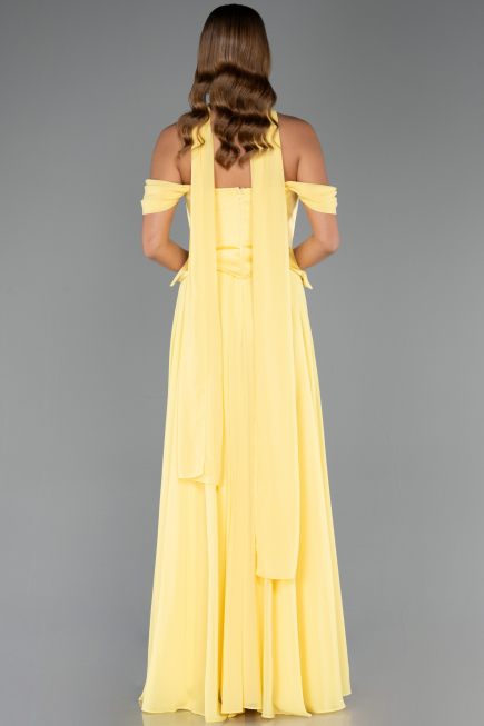 Yellow Long Chiffon Evening Dress ABU5327