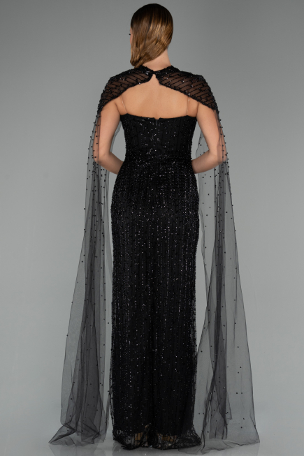 Long Black Beaded Evening Dress ABU5483