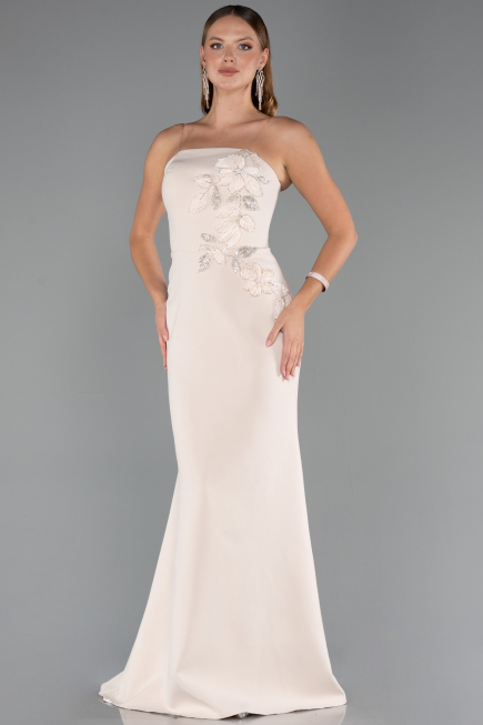 Long Beige Mermaid Evening Gown ABU5485