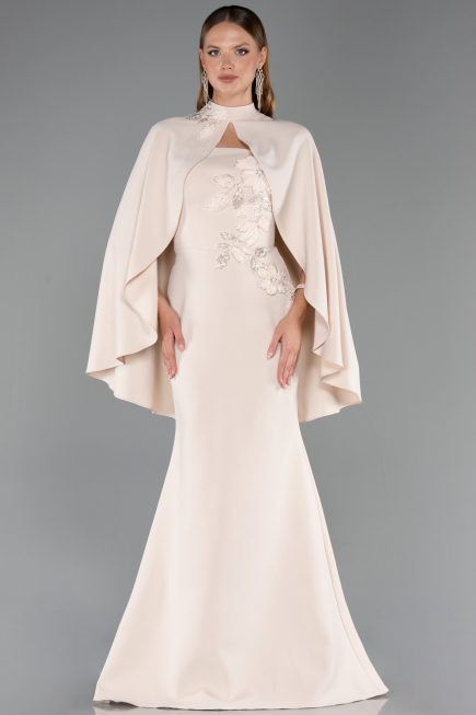 Long Beige Mermaid Evening Gown ABU5485