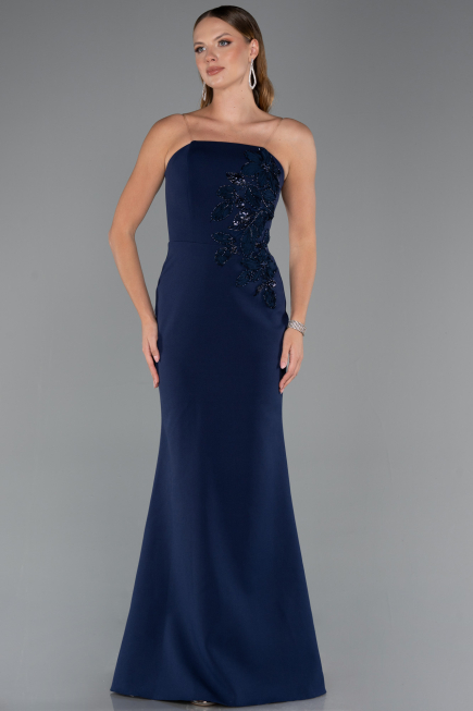 Long Navy Blue Mermaid Evening Gown ABU5485
