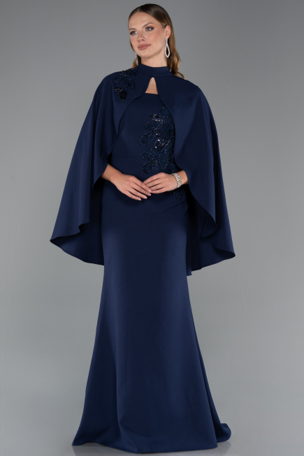 Long Navy Blue Mermaid Evening Gown ABU5485