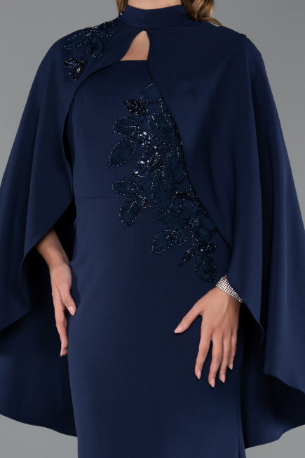 Long Navy Blue Mermaid Evening Gown ABU5485
