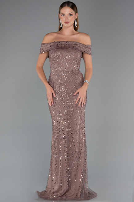 Long Copper Beaded Evening Dress ABU5492
