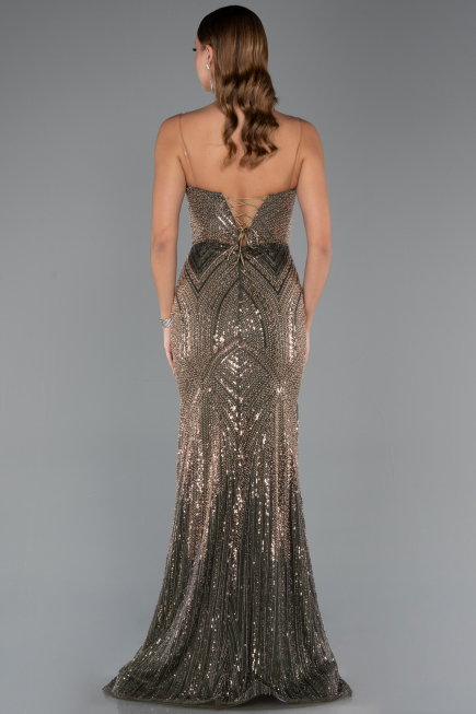 Olive Drab Long Scaly Mermaid Prom Dress ABU5112