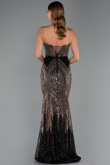 Black Long Scaly Mermaid Prom Dress ABU5112