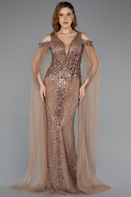 Long Copper Beaded Evening Dress ABU5497