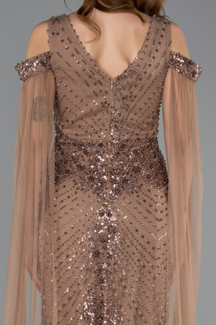 Long Copper Beaded Evening Dress ABU5497