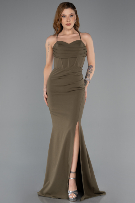 Long Olive Drab Evening Dress ABU5506
