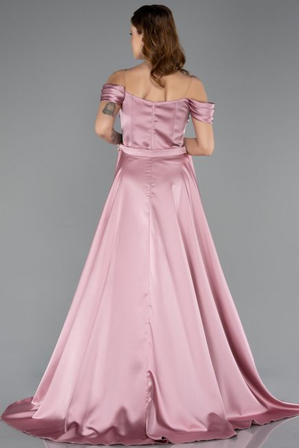 Long Powder Color Satin Evening Dress ABU5507