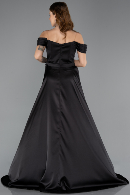 Long Black Satin Evening Dress ABU5507