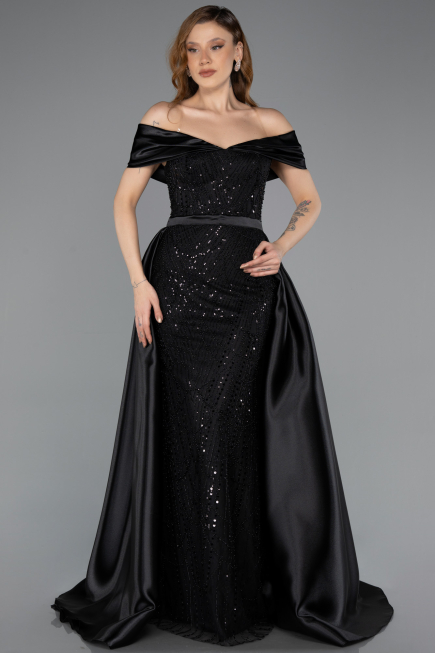 Long Black Beaded Evening Dress ABU5503