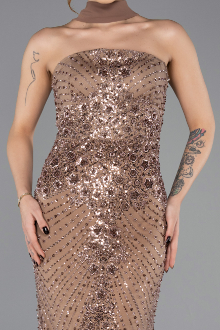 Long Copper Beaded Evening Dress ABU5438