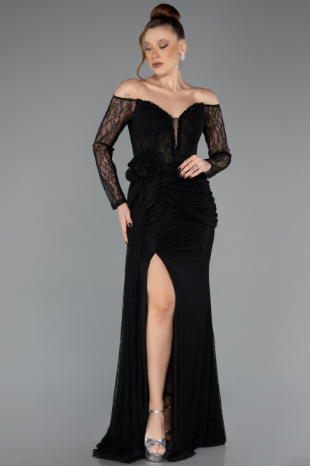 Long Black Dantelle Evening Dress ABU5509