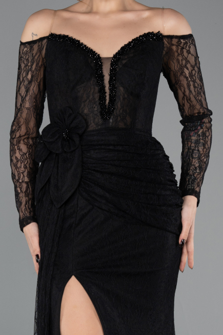 Long Black Dantelle Evening Dress ABU5509