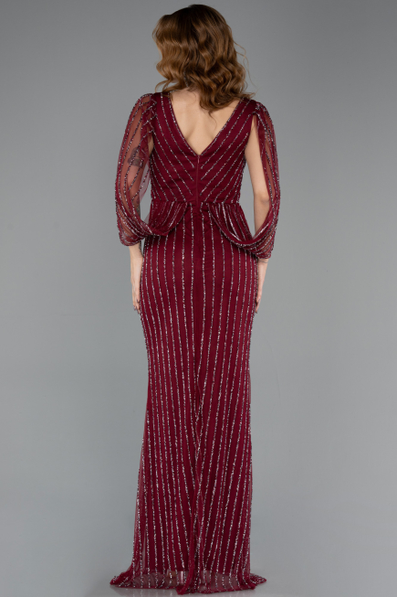Long Burgundy Stony Evening Dress ABU5475