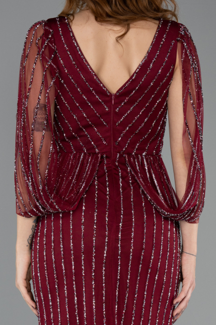 Long Burgundy Stony Evening Dress ABU5475