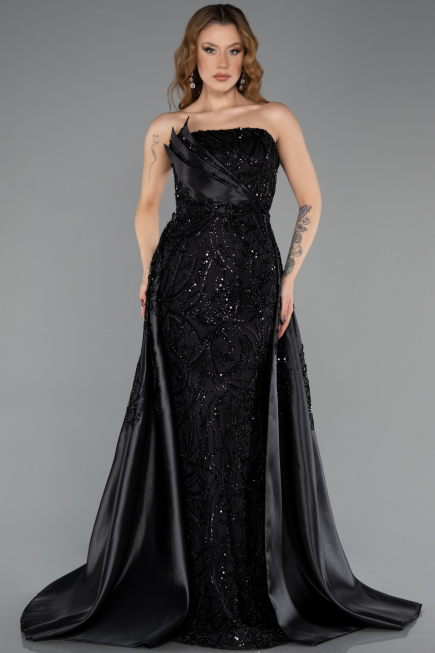 Long Black Beaded Evening Dress ABU5511