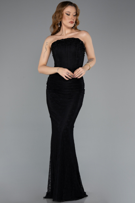 Long Black Dantelle Evening Dress ABU5510