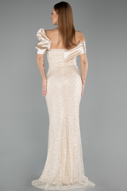 Long Beige Scaly Evening Dress ABU5529