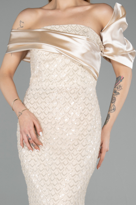 Long Beige Scaly Evening Dress ABU5529