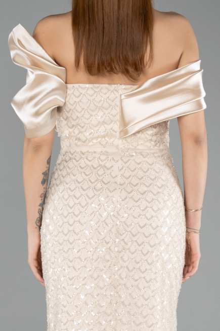 Long Beige Scaly Evening Dress ABU5529