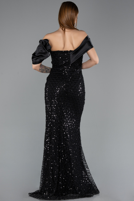 Long Black Scaly Evening Dress ABU5529