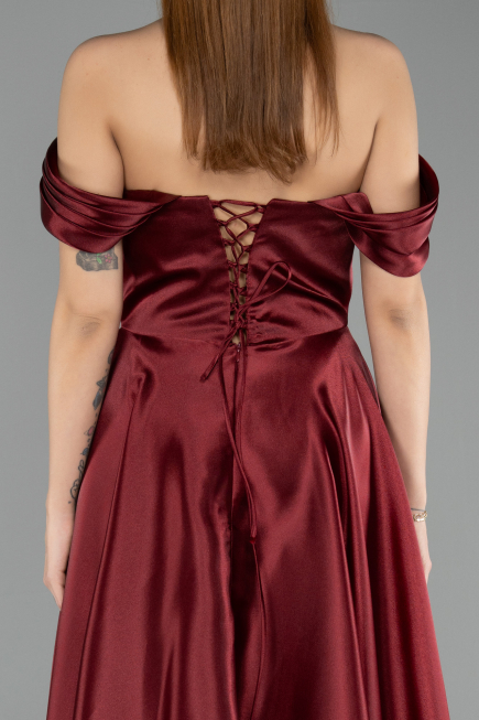 Long Burgundy Satin Evening Dress ABU5530