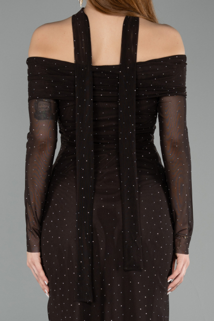 Midi Brown Stony Cocktail Dress ABK2491