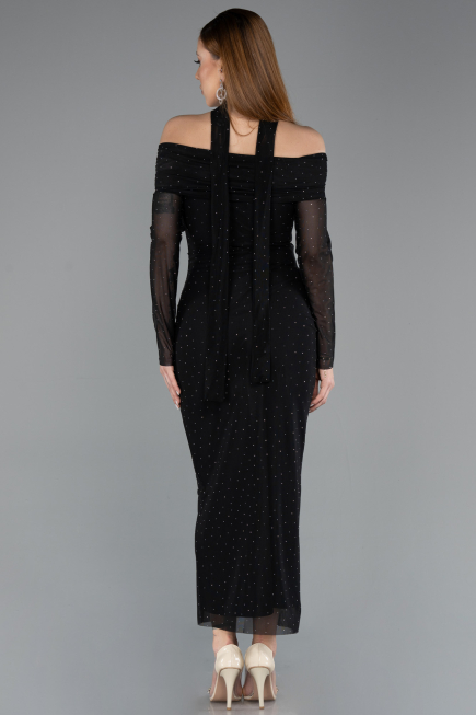 Midi Black Stony Cocktail Dress ABK2491