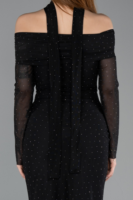 Midi Black Stony Cocktail Dress ABK2491
