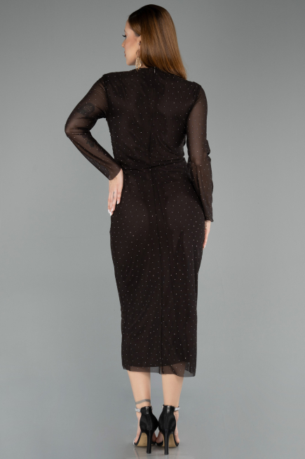 Midi Brown Stony Cocktail Dress ABK2492