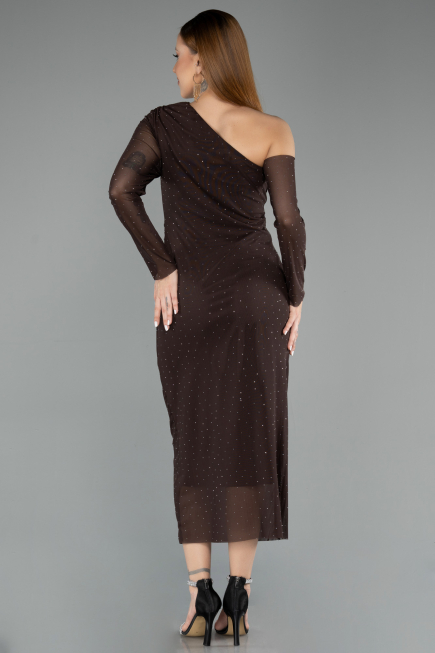 Midi Brown Stony Cocktail Dress ABK2493