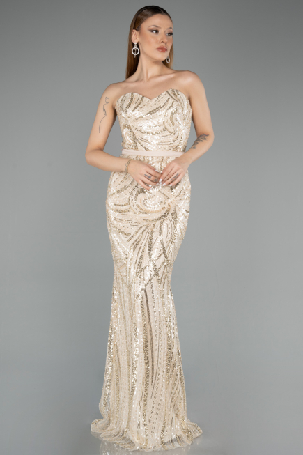 Long Beige Evening Dress ABU5537