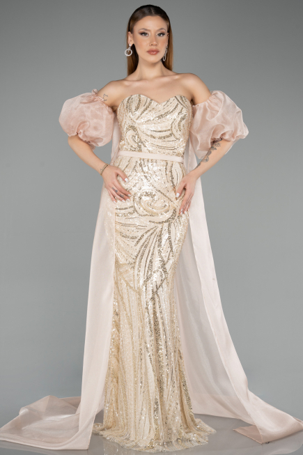 Long Beige Evening Dress ABU5537