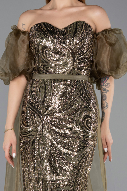 Long Olive Drab Evening Dress ABU5537