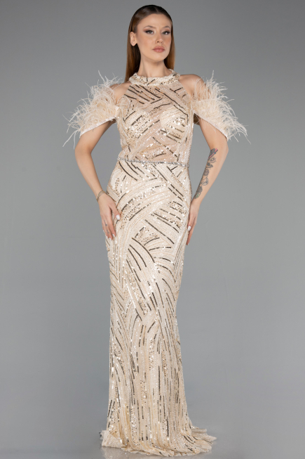 Long Beige Evening Dress ABU5538