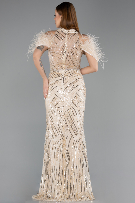 Long Beige Evening Dress ABU5538