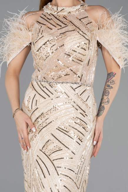 Long Beige Evening Dress ABU5538