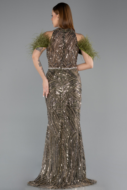 Long Olive Drab Evening Dress ABU5538