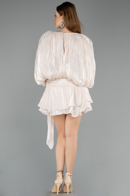 Mini Beige Chiffon Party Dress ABK2499
