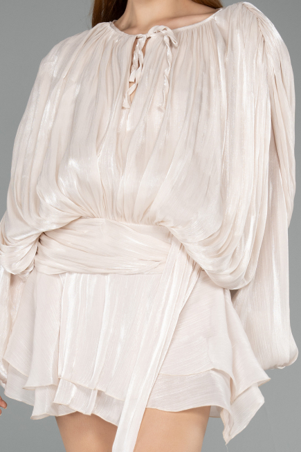 Mini Beige Chiffon Party Dress ABK2499